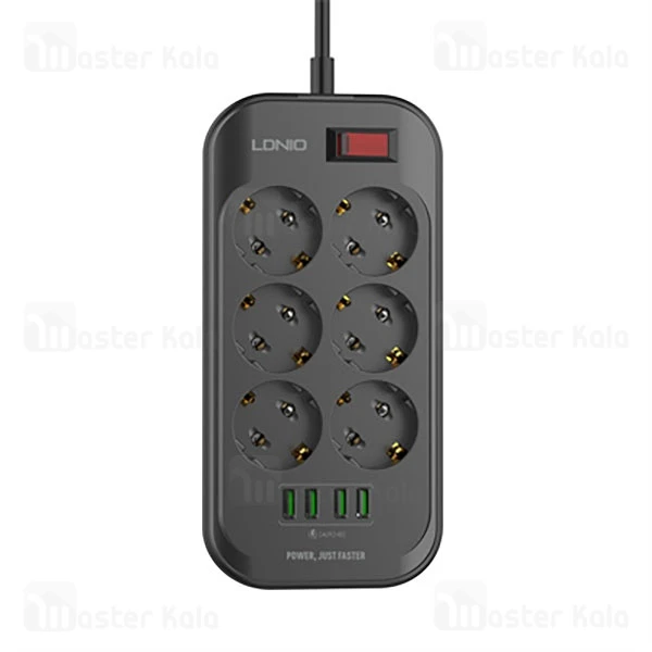 چند راهی برق و شارژ الدینیو Ldnio SE6403 Power Strip دارای 4 پورت USB