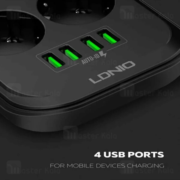 چند راهی برق و شارژ الدینیو Ldnio SE6403 Power Strip دارای 4 پورت USB