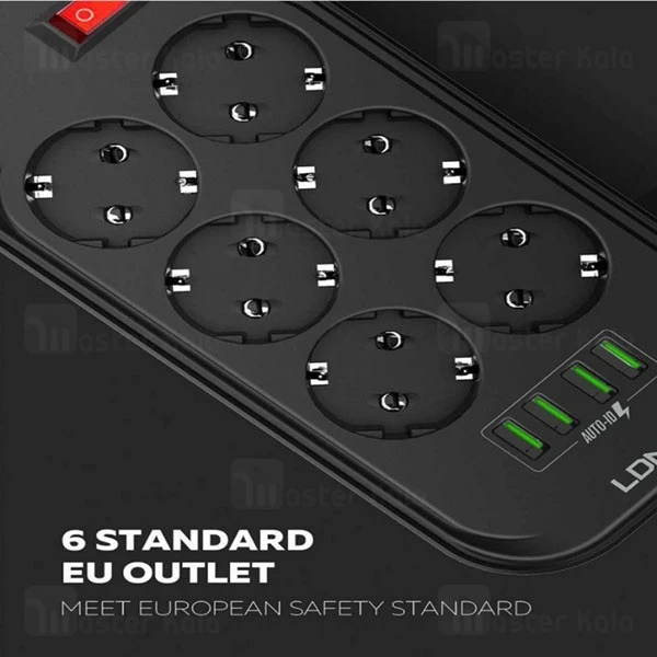 چند راهی برق و شارژ الدینیو Ldnio SE6403 Power Strip دارای 4 پورت USB