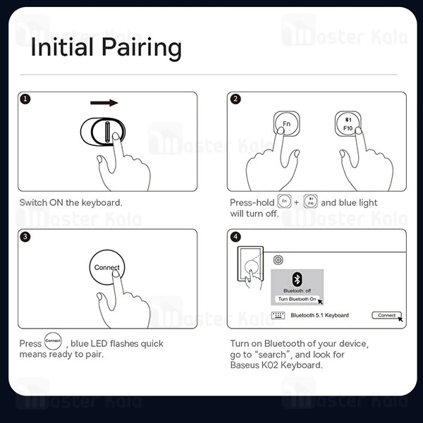 کیبورد بلوتوث بیسوس Baseus K02 Wireless Keyboard مخصوص تبلت