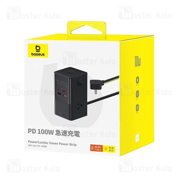چند راهی برق و شارژر بیسوس Baseus CCGAN100-S3ACJ Powercombo GaN دارای 4 پورت