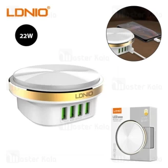 هاب شارژر 4 پورت و چراغ خواب الدینیو LDNIO A4406 توان 22 وات