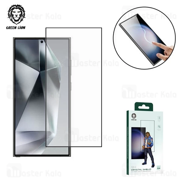 گلس تمام صفحه تمام چسب گرین لاین Samsung S24 Ultra Green Lion 9H Crystal Sheild Glass GN3DEGS24ULCL