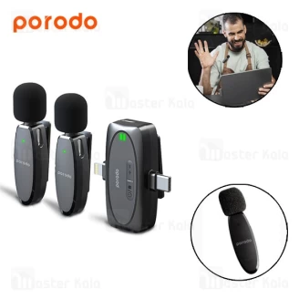 میکروفون بی سیم پرودو Porodo Dual Mic Lavalier Wireless Microphone PD-2MLAV دارای 2 فرستنده