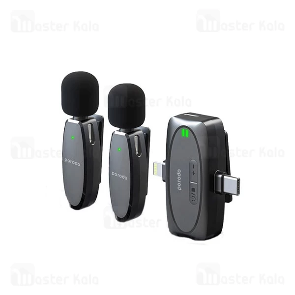 میکروفون بی سیم پرودو Porodo Wireless Lavalier Microphone PD-2MLAVCC دارای 2 فرستنده