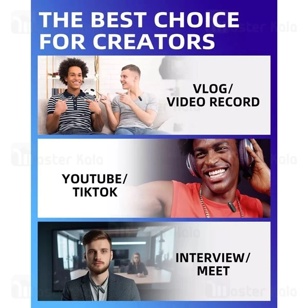 میکروفون یقه‌ ای لایتنینگ بیوا Biva Wireless Microphone WM-05 دارای 2 فرستنده