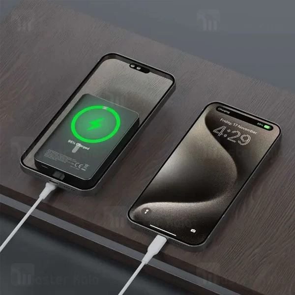 پاوربانک وایرلس 10000 مگ سیف پاورولوژی Powerology Magsafe Aluminum Power Bank PPBCHA34 توان 20 وات