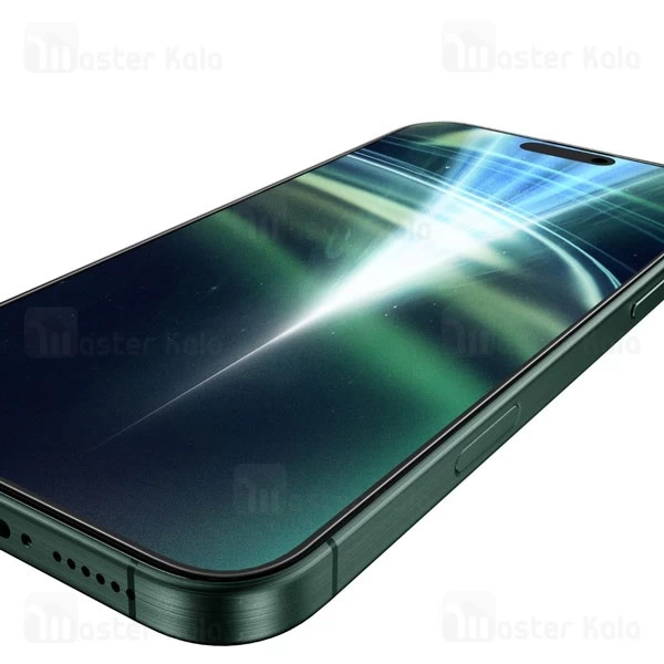 گلس حریم شخصی تمام صفحه تمام چسب آیفون گرین لاین Apple iPhone 16 Pro Green Lion 9H Steve Matte