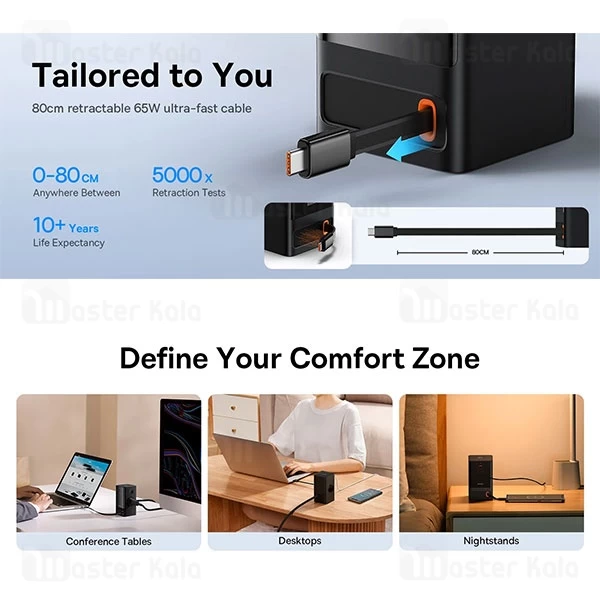 هاب شارژر 4 پورت بیسوس Baseus PSLR000301 Power Combo 65W توان 65 وات