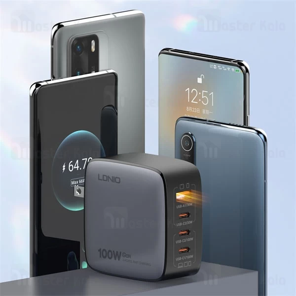 شارژر دیواری الدینیو Ldnio Q408 GaN توان 100 وات همراه با کابل