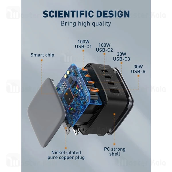 شارژر دیواری الدینیو Ldnio Q408 GaN توان 100 وات همراه با کابل