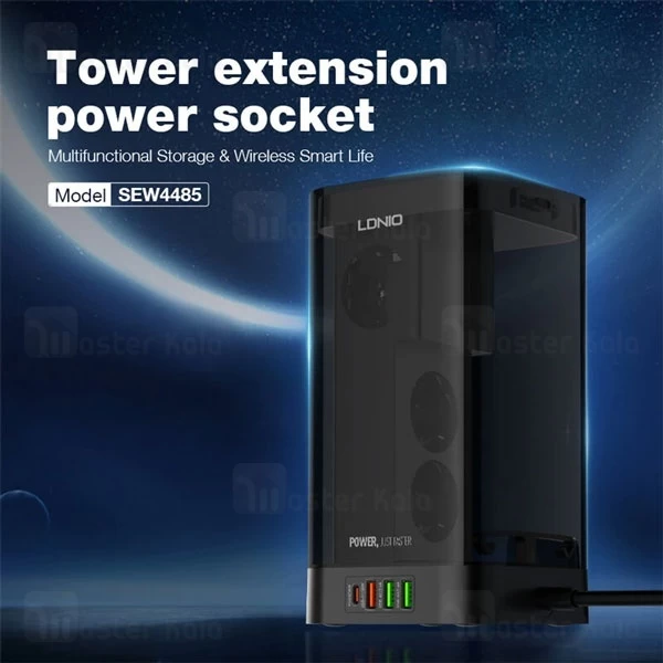 چند راهی برق و شارژر وایرلس الدینیو Ldnio SEW4485 دارای 4 پورت