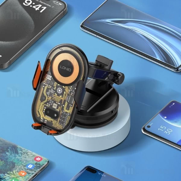 هولدر و شارژر وایرلس هوشمند الدینیو LDNIO MA30-1 توان 15 وات