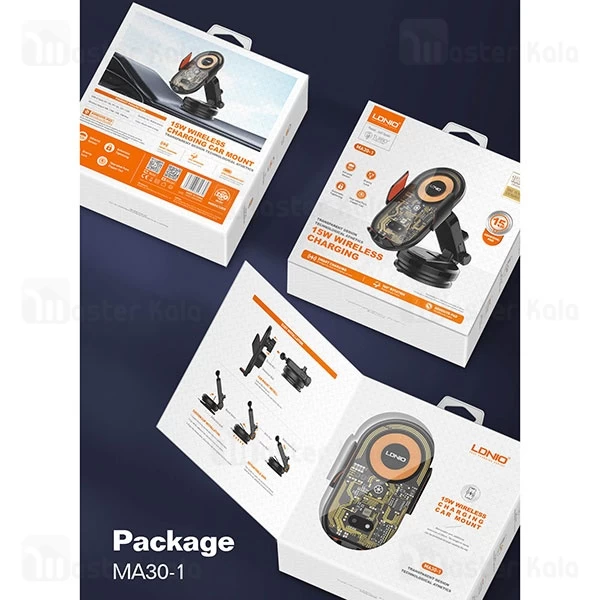 هولدر و شارژر وایرلس هوشمند الدینیو LDNIO MA30-1 توان 15 وات
