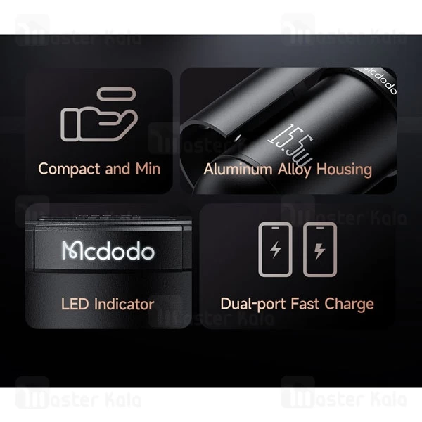 شارژر فندکی 2 پورت مک دودو Mcdodo CC-295 توان 15.5 وات