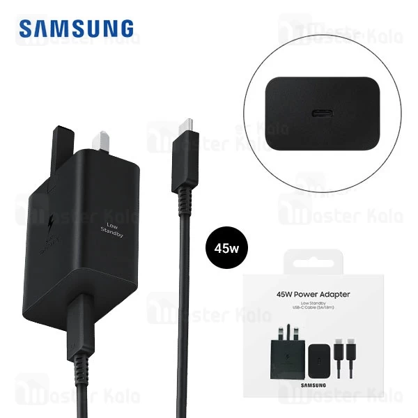 شارژر اصلی سوپر فست شارژ سامسونگ Samsung EP-T4511 Super Fast Charger 2.0 EU توان 45 وات با کابل