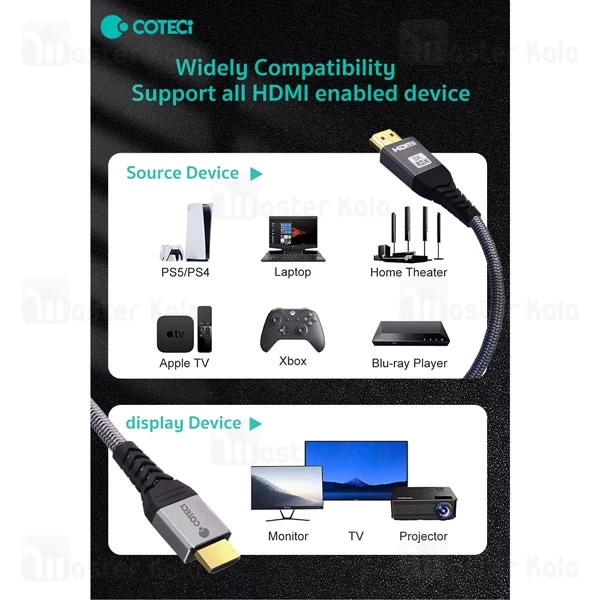 کابل HDMI کوتتسی Coteetci 8K HDMI 2.1 87106 طول 2 متر