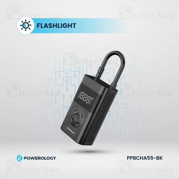 پمپ باد چند منظوره و پاوربانک پاورولوژی Powerology Air Compressor PPBCHA55 همراه با چراغ قوه