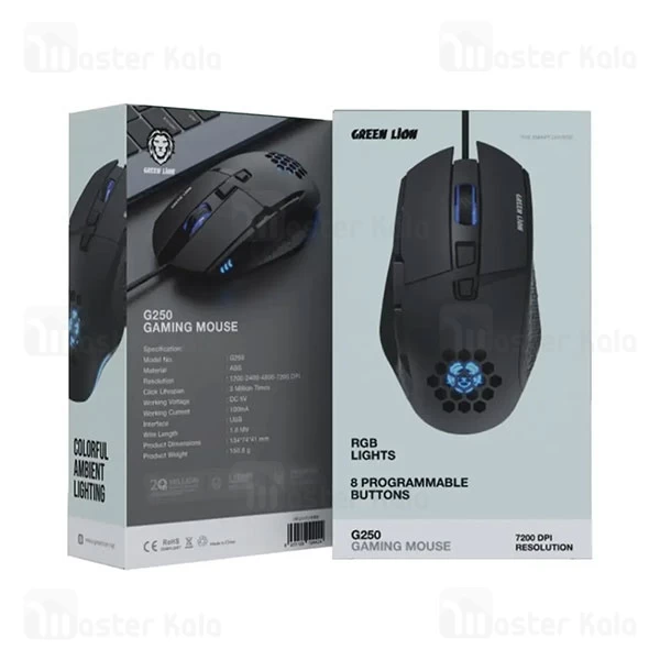 موس سیمی گیمینگ گرین لاین Green Lion G250 Gaming Mouse GNG250GAMBK