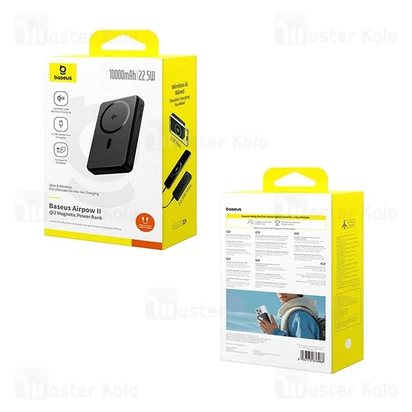 پاوربانک وایرلس 10000 مگنتی بیسوس Baseus Airpow 2 Qi2 Magnetic P10080000123-00