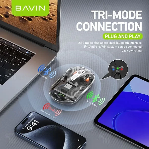 موس وایرلس گیمینگ سایلنت سه حالته باوین Bavin K993