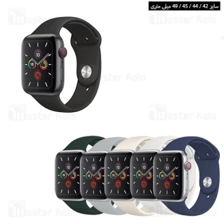 بند سیلیکونی اپل واچ و ساعت HK سایز‌های 42 / 44 / 45 / 49 میلی متری Apple Watch Silicone Strap