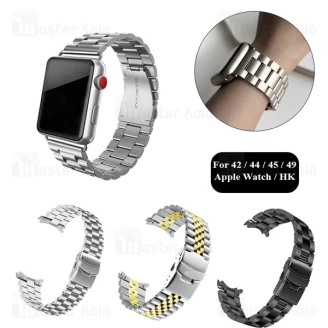 بند فلزی 3 بید اپل واچ و ساعت HK سایز‌های 42 / 44 / 45 / 49 میلی متری Apple Watch 3 Beads Strap