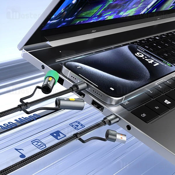 کابل چندکاره بیوا Biva C-39 6 in 1 Multifunction Data Cable طول 1.2 متر توان 60 وات