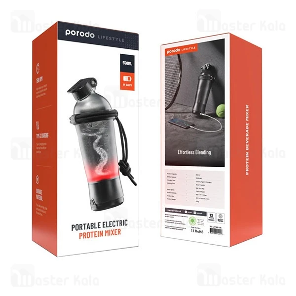 مخلوط کن قابل حمل پرودو Porodo LifeStyle Portable Electric Protein Mixer PD-LFPSKR ظرفیت 550 میلی لیتر