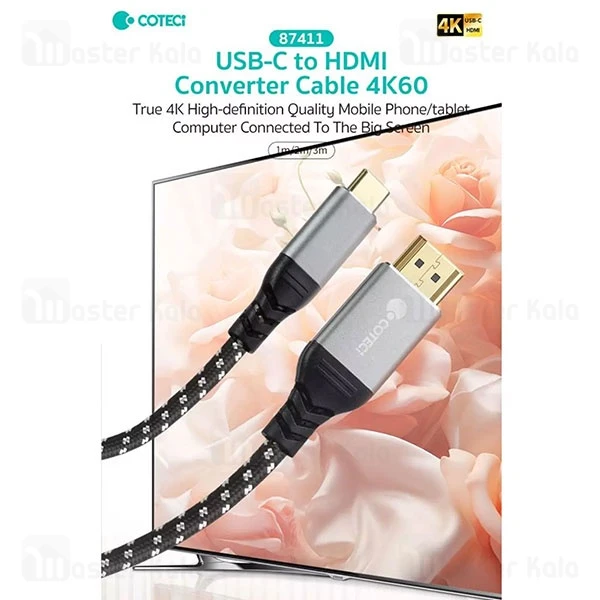کابل HDMI به Type C کوتتسی Coteetci 87411 طول 2 متر
