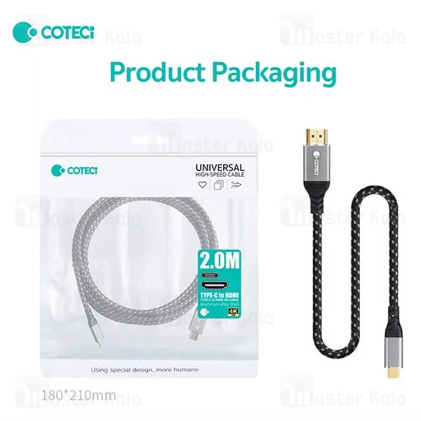 کابل HDMI به Type C کوتتسی Coteetci 87411 طول 2 متر