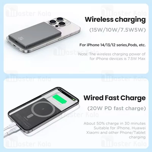 پاوربانک وایرلس 5000 مگنتی یوسمز USAMS CD220 توان 20 وات