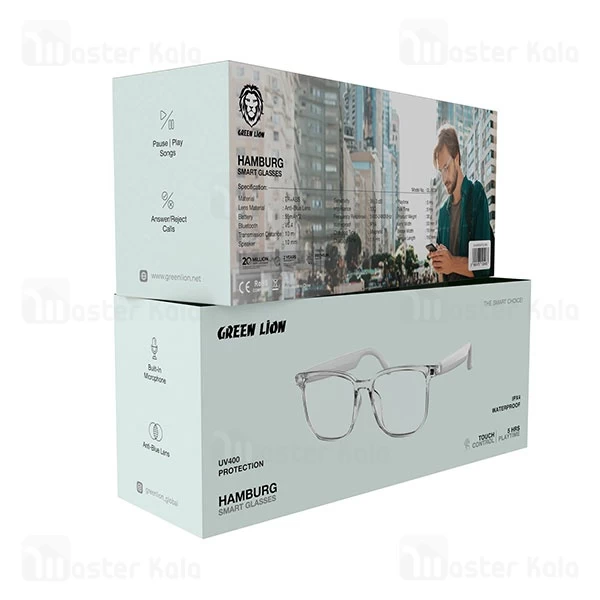 عینک محافظ چشم هوشمند گرین لاین Green Lion Hamburg Smart Glass GNHMBSMTGLSWH
