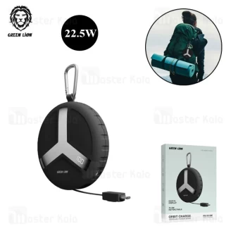 پاوربانک 10000 گرین لاین Green Lion Orbit Charge GNORCH10PBBK توان 22.5 وات همراه با کابل متصل