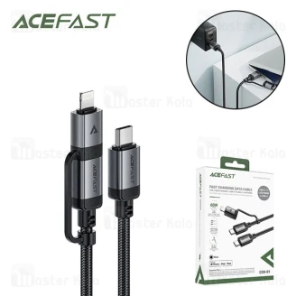کابل Type-C به Type-C و لایتنینگ ایس فست ACEFAST C20-01 طول 1.2 متر توان 60 وات