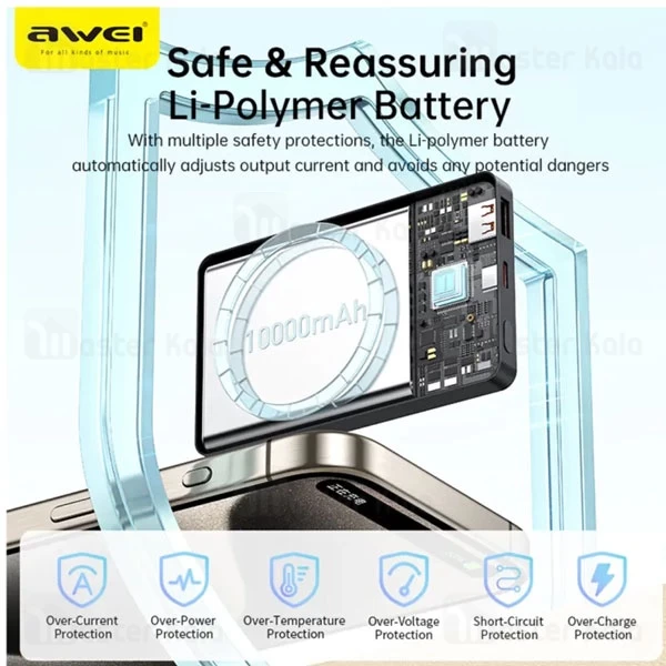 پاوربانک وایرلس 10000 مگنتی اوی Awei P33K توان 22.5 وات