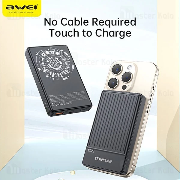 پاوربانک وایرلس 10000 مگنتی اوی Awei P33K توان 22.5 وات