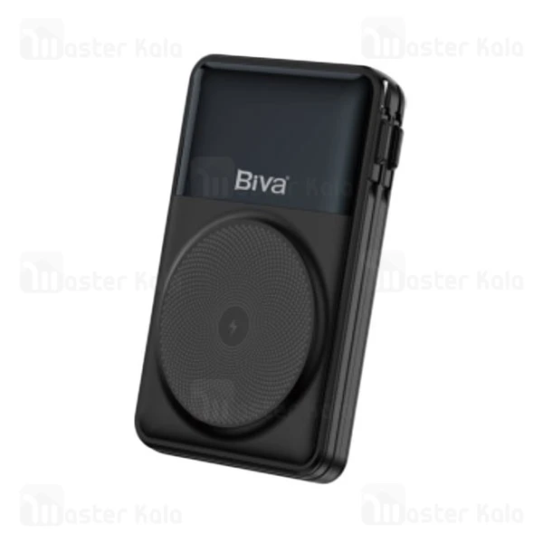 پاوربانک وایرلس 10000 مگنتی بیوا Biva BP-028 Magnetic Wireless توان 22.5 وات با کابل متصل و استند