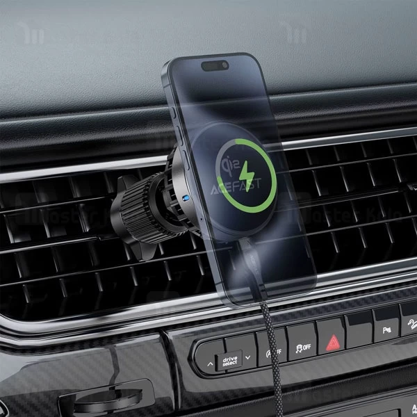 هولدر و شارژر وایرلس دریچه کولری مگ سیف ایس فست ACEFAST D40 Qi2 توان 15 وات