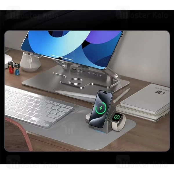 استند و شارژر وایرلس مگنتی بیوا Biva WLC-16 3in1 Magnetic wireless Charger با امکان شارژ اپل واچ