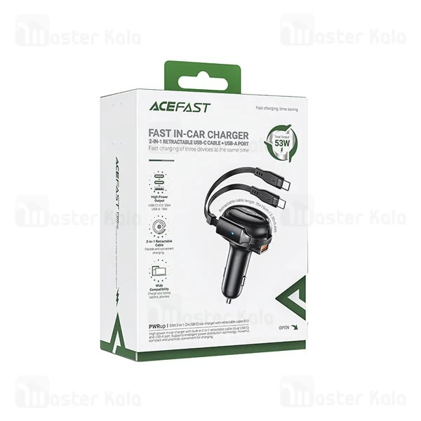 شارژر فندکی ایس فست ACEFAST B13 توان 53 وات همراه با کابل متصل