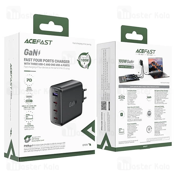 شارژر دیواری ایس فست ACEFAST A94 PD100W GaN Fast Charger توان 100 وات