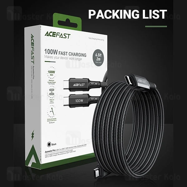کابل Type-C به Type-C ایس فست ACEFAST C4-03 طول 2 متر توان 100 وات