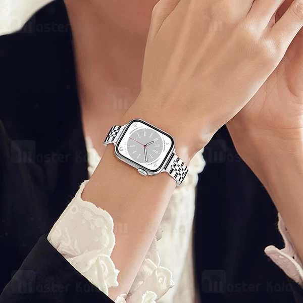 بند فلزی 5 بید باریک اپل واچ و ساعت HK سایز‌های 38 / 40 / 41 میلی متری Apple Watch Slim 5 Bead Strap