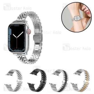 بند فلزی 5 بید باریک اپل واچ و ساعت HK سایز‌های 38 / 40 / 41 میلی متری Apple Watch Slim 5 Bead Strap