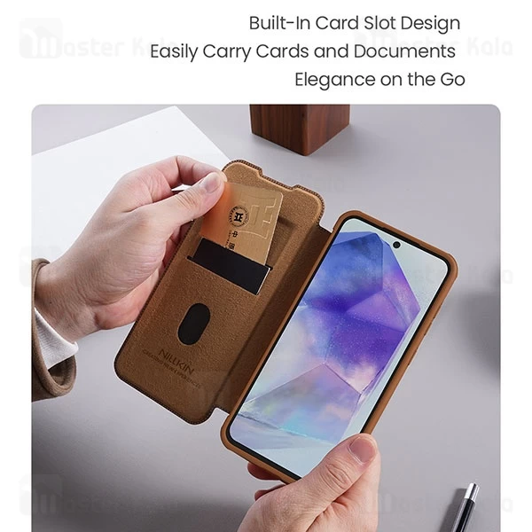 کیف چرمی نیلکین سامسونگ Samsung Galaxy A56 Nillkin Qin Pro Leather Case دارای محافظ دوربین