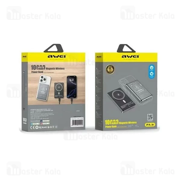 پاوربانک وایرلس 10000 مگنتی اوی Awei PA-31 توان 22.5 وات