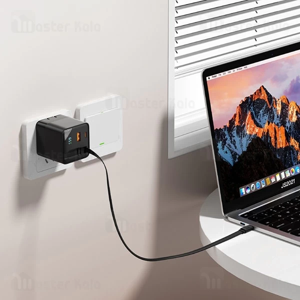 شارژر دیواری بیوا Biva HC-59 GaN Fast Charger توان 65 وات همراه با کابل جمع شونده