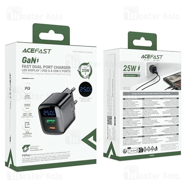 شارژر دیواری ایس فست ACEFAST A114 PD25W GaN Fast Charger توان 25 وات