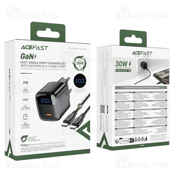 شارژر دیواری ایس فست ACEFAST A115 PD30W GaN Fast Charger توان 30 وات